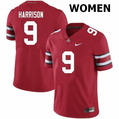 NCAA Ohio State Buckeyes Women's #9 Zach Harrison Scarlet Nike Football College Jersey HSB0245BM